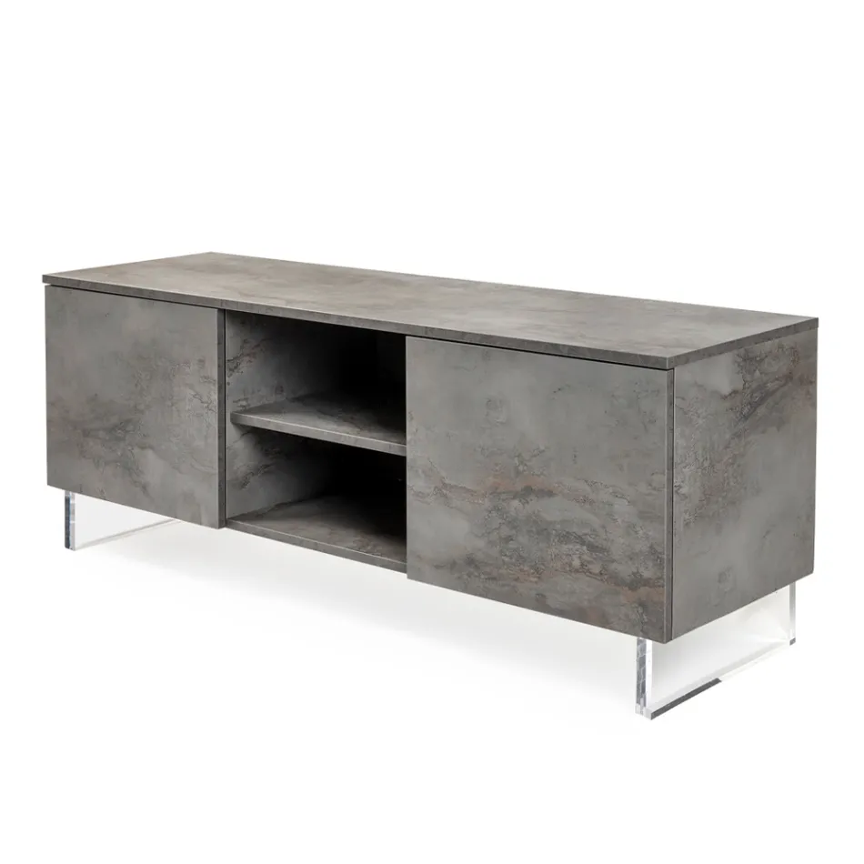 Bufetă cu 2 Uși și 2 Compartimente Centrale Deschise din Melamină Made in Italy - Minnie Viadurini