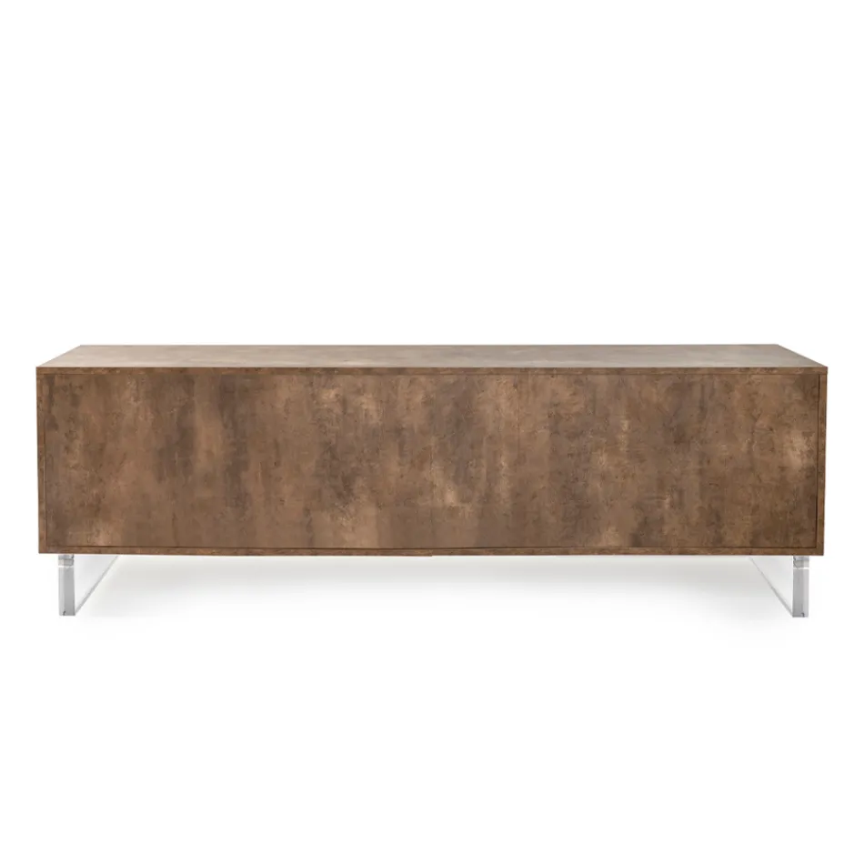 Bufetă cu 2 uși și 2 compartimente laterale deschise din melaminat Made in Italy - Mouse Viadurini