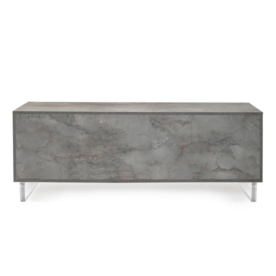 Bufetă cu 2 uși și 2 compartimente laterale deschise din melaminat Made in Italy - Mouse Viadurini