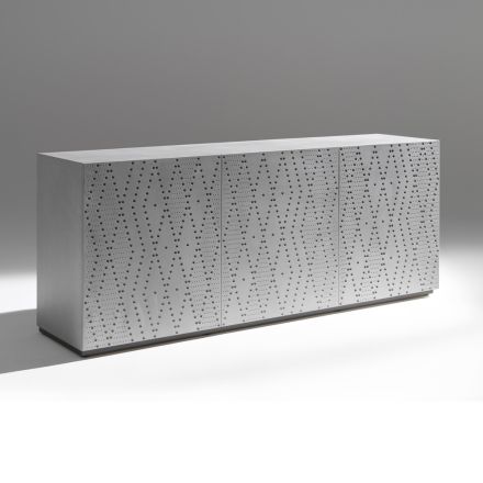 Bufet cu 3 uși și 3 rafturi interioare, decorațiuni din aluminiu turnat - Scorpion Viadurini