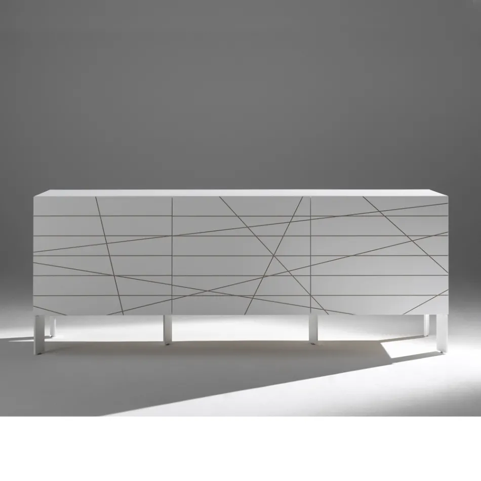 Bufet cu 3 uși din aglomerat de lemn vopsit - Ariete Viadurini