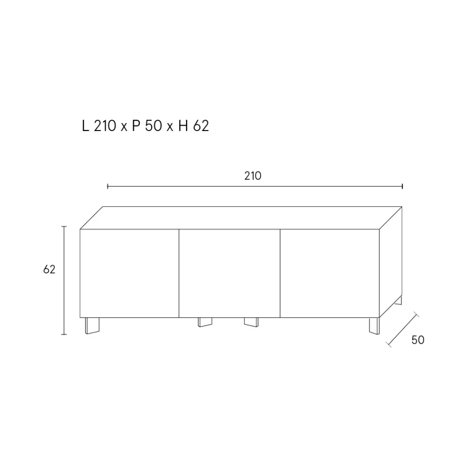 Bufet cu 3 uși din aglomerat de lemn vopsit - Ariete Viadurini