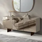 Bufet cu 3 uși din MDF lăcuit acoperit cu sticlă oglindă - Diletta Viadurini