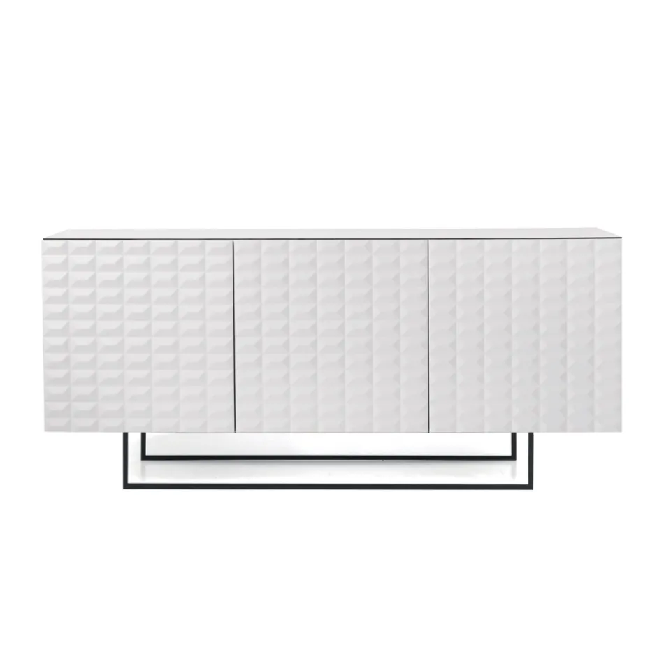 Bufet cu 3 uși din MDF acoperit cu PVC lăcuit Fabricat în Italia - Dorotea Viadurini