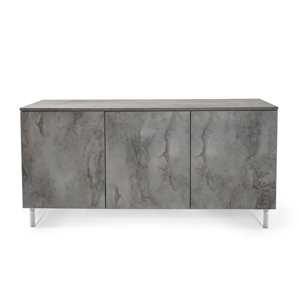 Bufetă cu 3 uși din melaminat și picioare din plexiglas Made in Italy - Mickey Mouse Viadurini