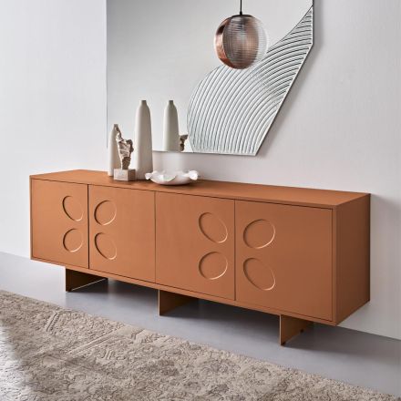 Bufet Rialto cu patru uși din MDF și melamină în două finisaje, fabricat în Italia Viadurini