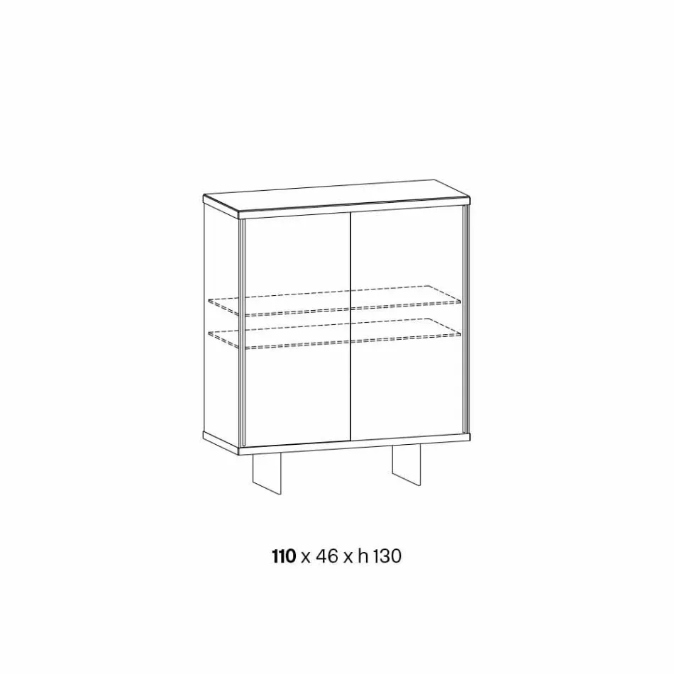 Mobilier camera de zi în sticlă afumată și marmură verde Guatemala - Leonarda Viadurini