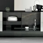 Sideboard Design cu 2 uși din sticlă afumată fabricată în Italia - Sciocca Viadurini