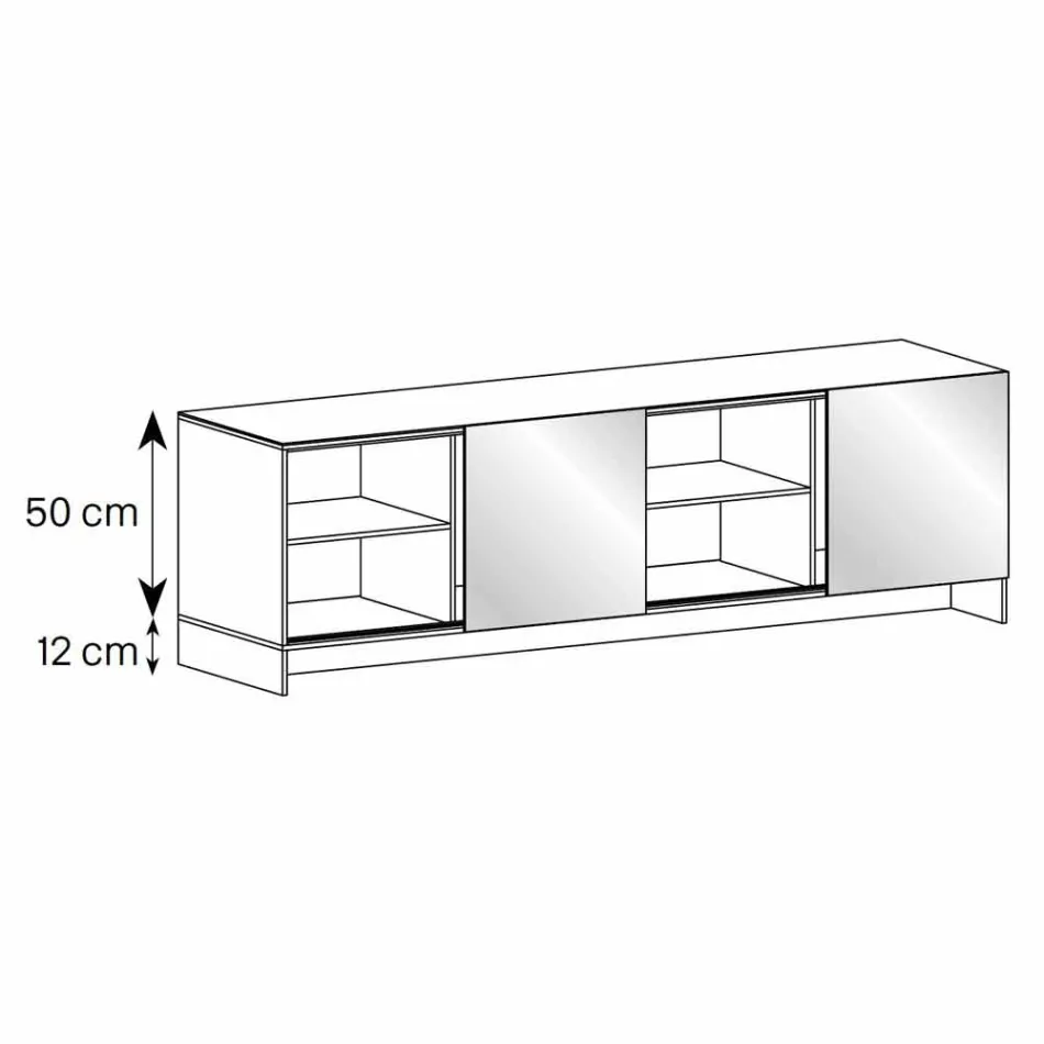 Sideboard Design cu 2 uși din sticlă afumată fabricată în Italia - Sciocca Viadurini