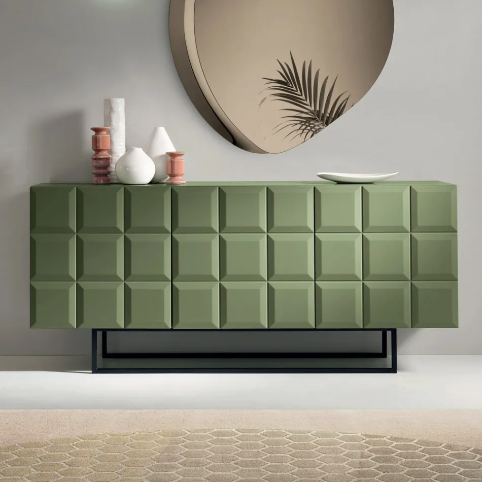 Bufet de interior cu 3 uși în carouri, fabricat în Italia - Elisabetta Viadurini