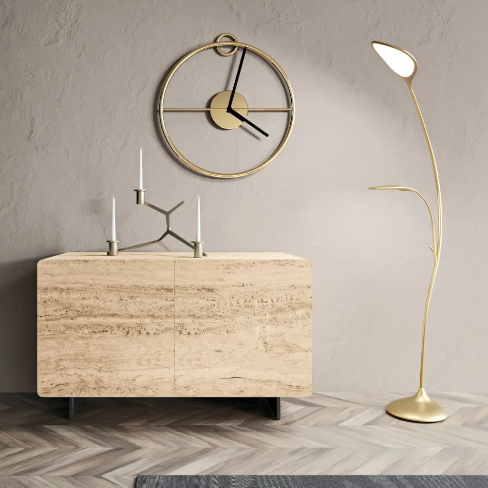 Bufetă pentru living cu 2 uși în finisaj marmură travertin Made in Italy - Jon Viadurini