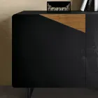 Bufeta living cu 2 usi din Stejar Country Knotted si finisaj Sticla Antracit - Ove Viadurini