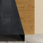 Bufeta living cu 2 usi din Stejar Country Knotted si finisaj Sticla Antracit - Ove Viadurini