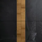 Bufetă pentru sufragerie cu 4 uși în finisaj de stejar înnodat rustic și sticlă antracit - Ove Viadurini