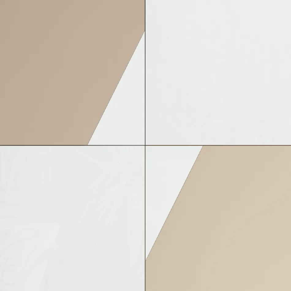 Bufetă pentru living cu 4 uși din sticlă albă și finisaj nurcă Made in Italy - Eva Viadurini