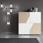 Bufetă pentru living cu 4 uși din sticlă albă și finisaj nurcă Made in Italy - Eva Viadurini