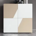 Bufetă pentru living cu 4 uși din sticlă albă și finisaj nurcă Made in Italy - Eva Viadurini