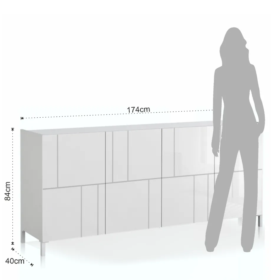 Bufeta living cu 4 usi serigrafiate Made in Italy - Aringa Viadurini