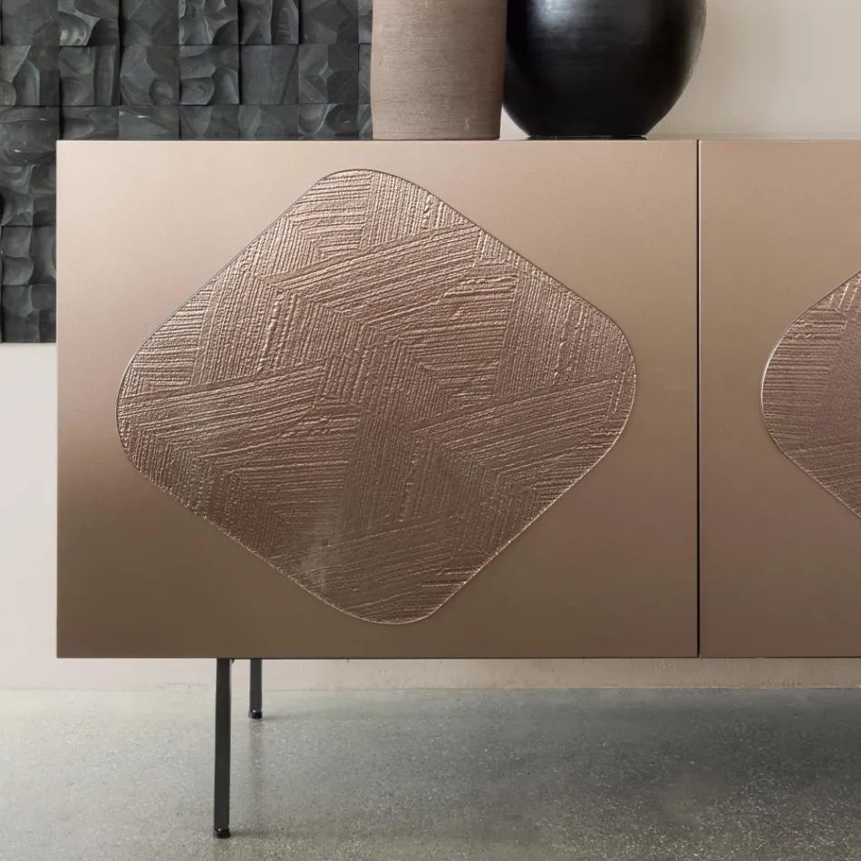 Bufetă pentru living cu inserții de sticlă coordonate Made in Italy - Palma Viadurini