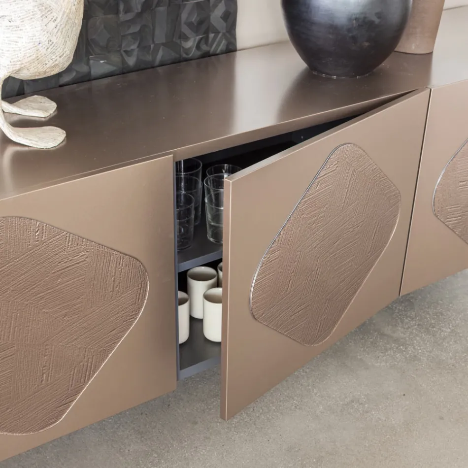 Bufetă pentru living cu inserții de sticlă coordonate Made in Italy - Palma Viadurini