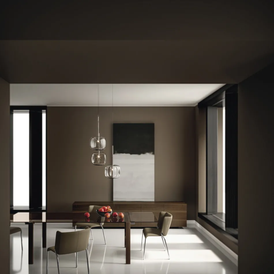 Bufetă din lemn cu structură din sticlă Made in Italy - Azuki Viadurini