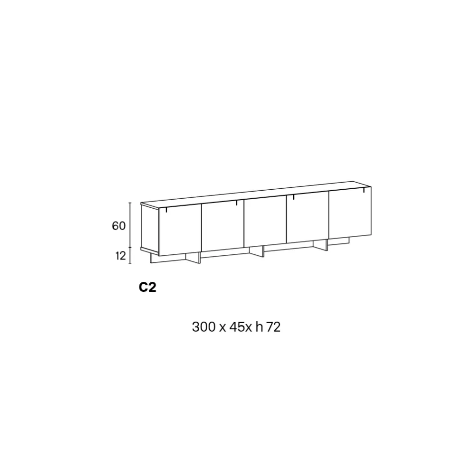 Bufetă din lemn cu structură din sticlă Made in Italy - Azuki Viadurini