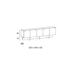 Bufetă din lemn cu structură din sticlă Made in Italy - Azuki Viadurini