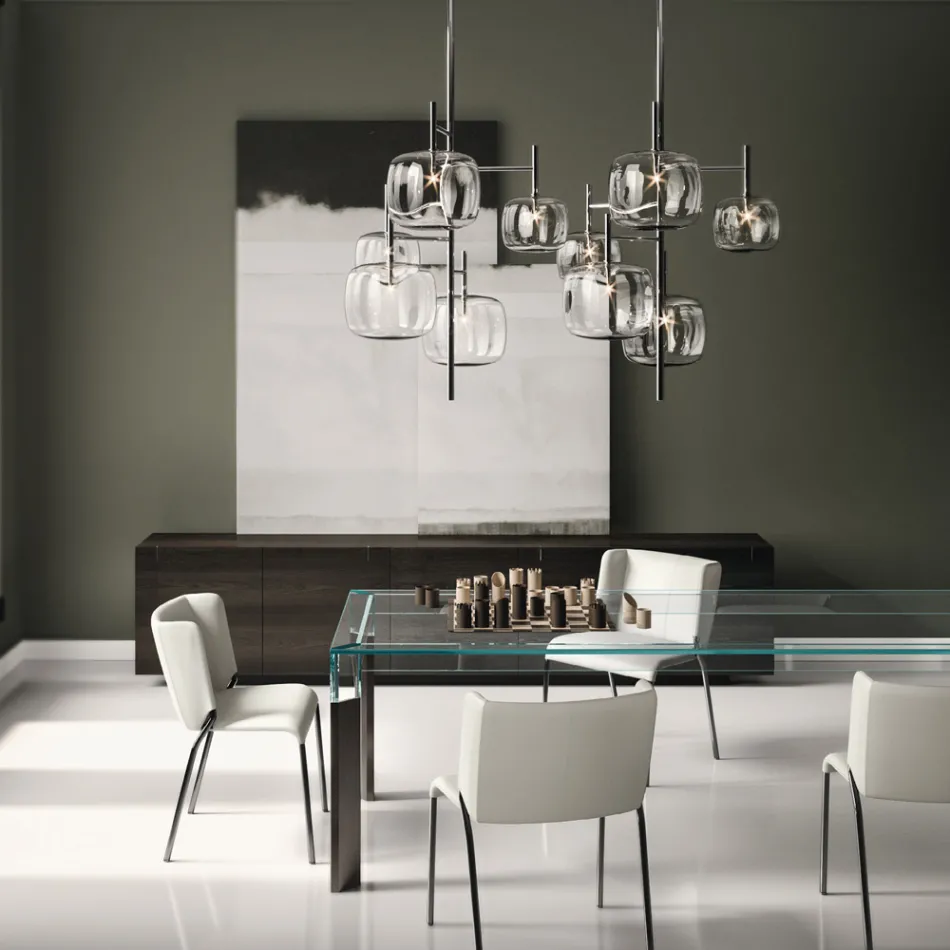 Bufetă din lemn cu structură din sticlă Made in Italy - Azuki Viadurini