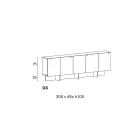 Bufetă din lemn cu structură din sticlă Made in Italy - Azuki Viadurini