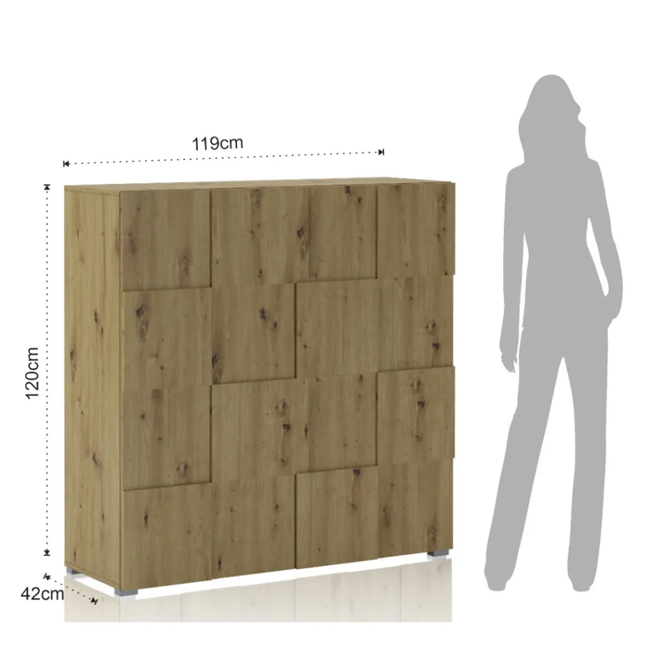 Bufetă living cu 2 uși cu balamale finisaj stejar - sodiu Viadurini