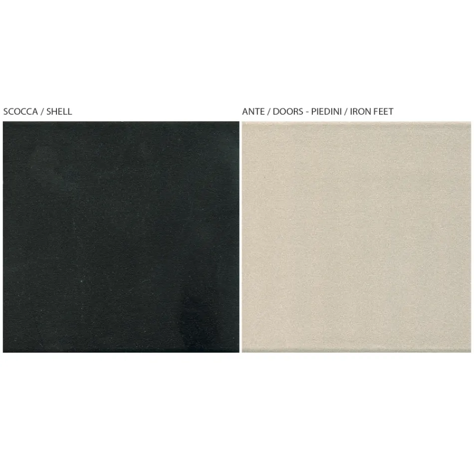 Bufetă pentru living cu 2 uși, finisaj nichel, fabricat în Italia - Ulles Viadurini