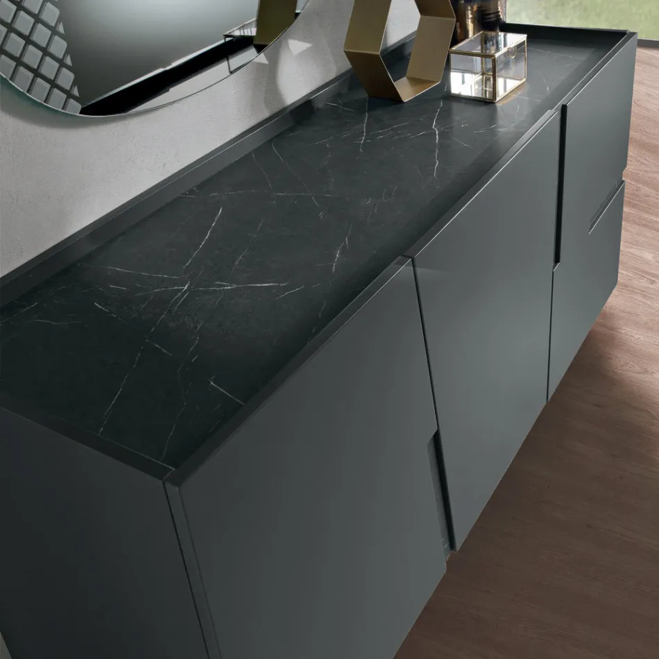 Bufet de living cu 3 uși din MDF lăcuit, fabricat în Italia - Elena Viadurini