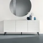 Bufet de living cu 3 uși din MDF acoperit cu PVC lăcuit, fabricat în Italia - Desideria Viadurini