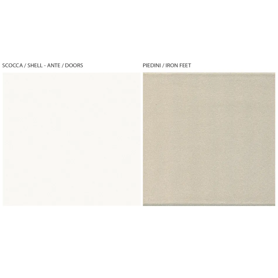 Bufetă pentru living cu 4 uși din MDF, finisaj alb și nichel, Made in Italy - Emie Viadurini