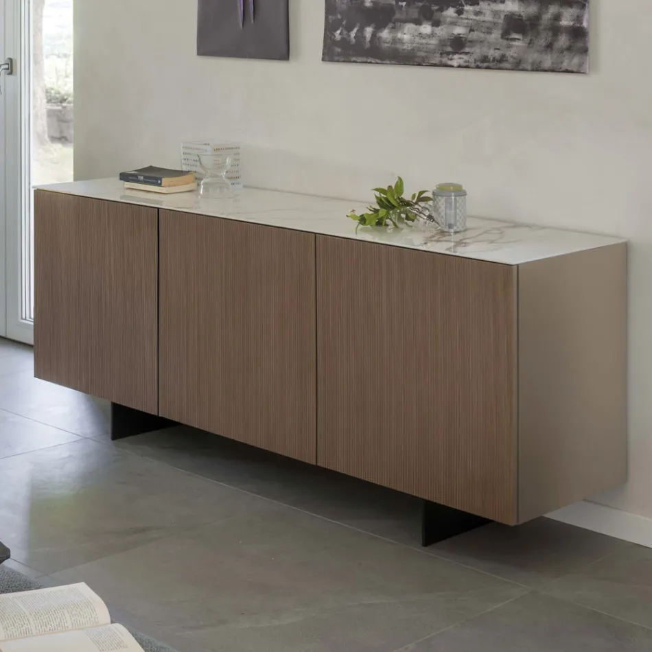 Bufeta living cu baza din otel si structura melaminata - Adriel Viadurini