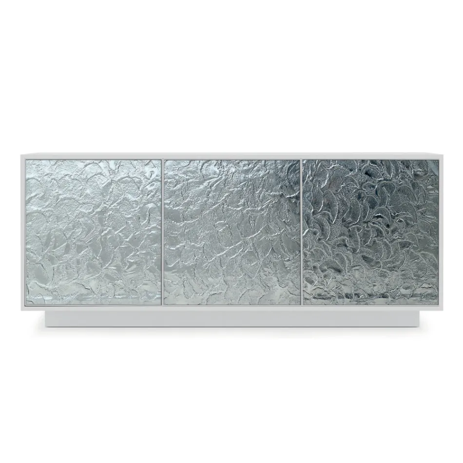 Bufetă pentru living din lemn lăcuit mat și sticlă Made in Italy - Fiorenza Viadurini