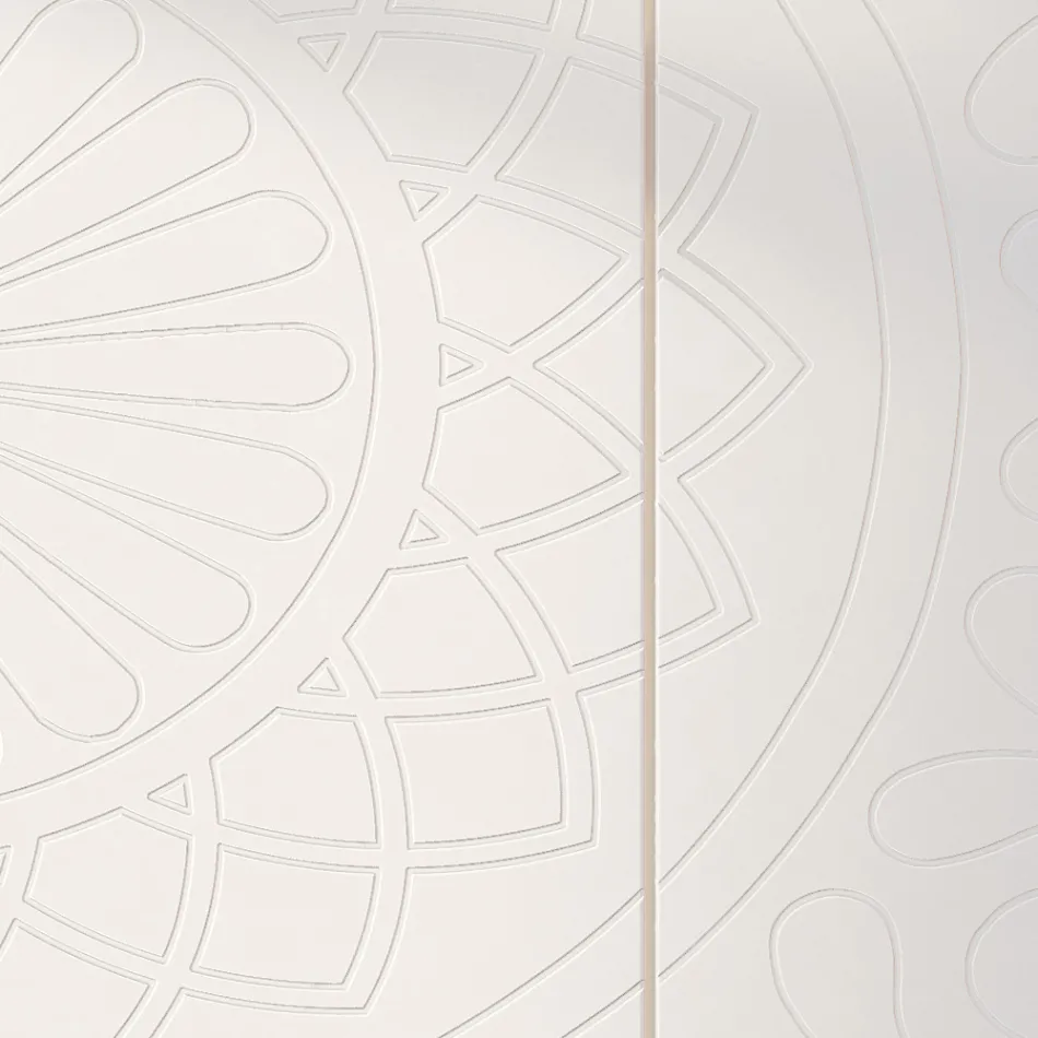 Bufetă pentru Sufragerie din Mdf Alb cu Basorelief Made in Italy - Stilea Viadurini