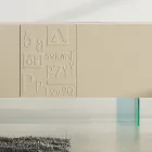 Bufetă pentru living din Mdf Lăcuit Mat și Sticlă Made in Italy - Ninetta Viadurini