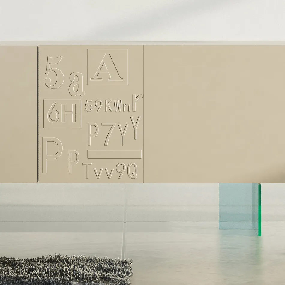 Bufetă pentru living din Mdf Lăcuit Mat și Sticlă Made in Italy - Ninetta Viadurini