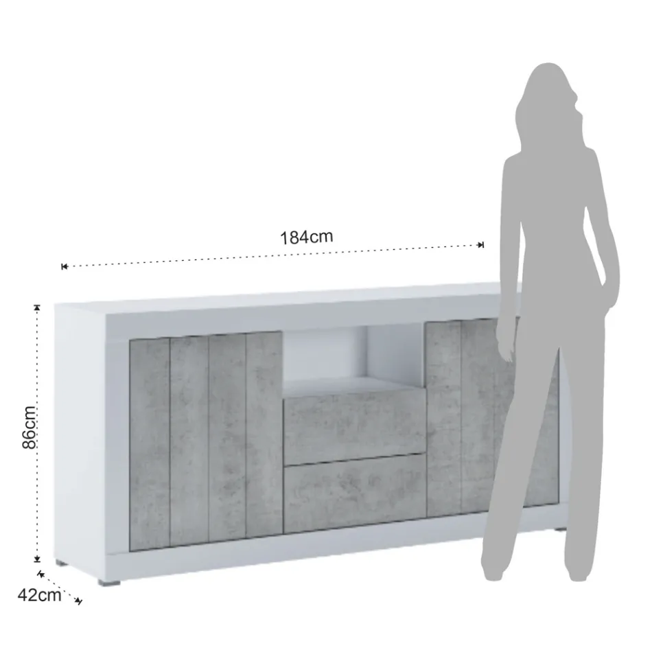 Bufetă din melaminat pentru living cu 2 uși și 2 sertare - Samario Viadurini