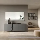 Bufet de podea cu trei uși cu balamale din melamină fabricată în Italia - Calia Viadurini