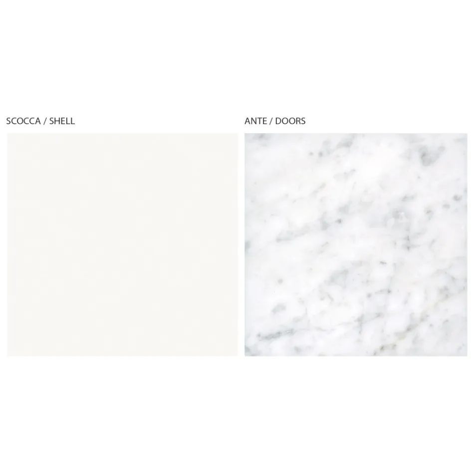 Bufetă pentru zonă de living cu 3 uși în finisaj marmură de Carrara Made in Italy - Finn Viadurini