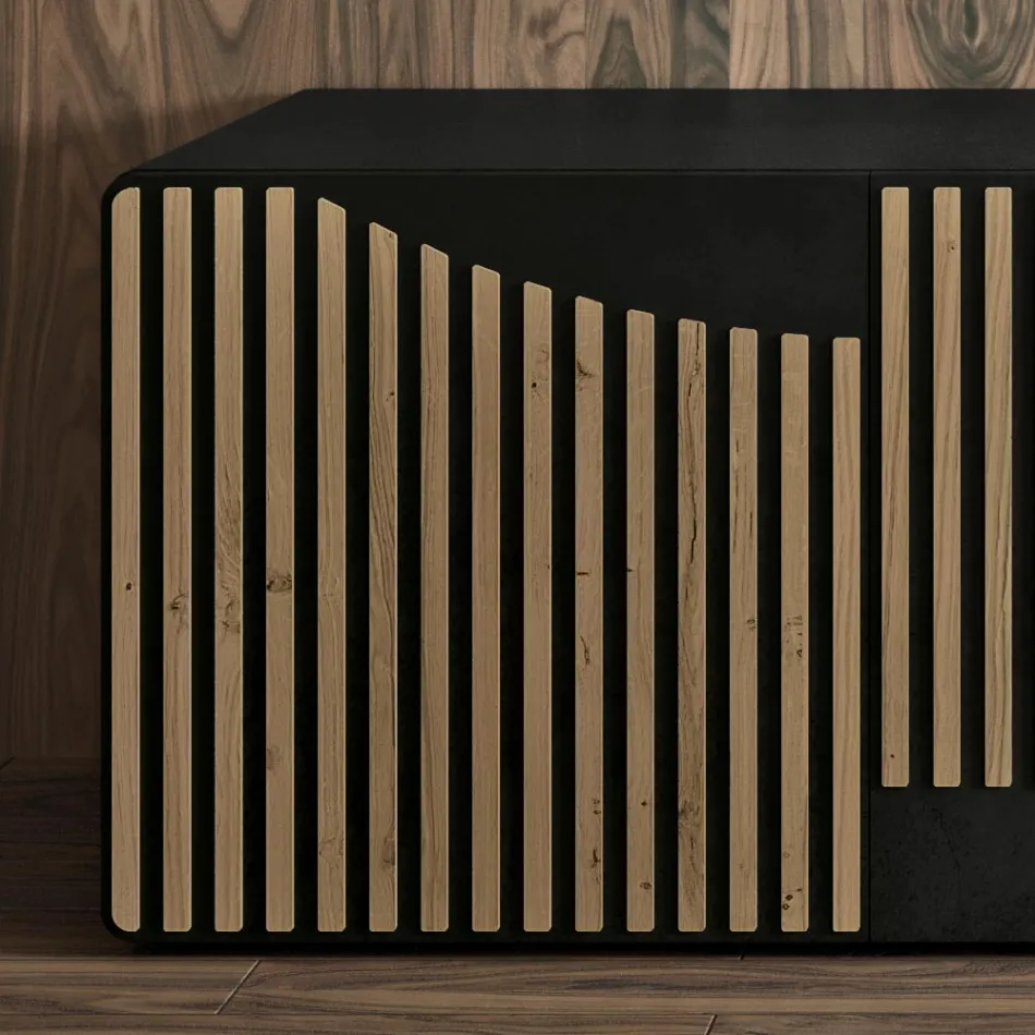 Bufetă pentru zonă de living cu 3 uși în finisaj stejar nordic cu noduri - Linda Viadurini