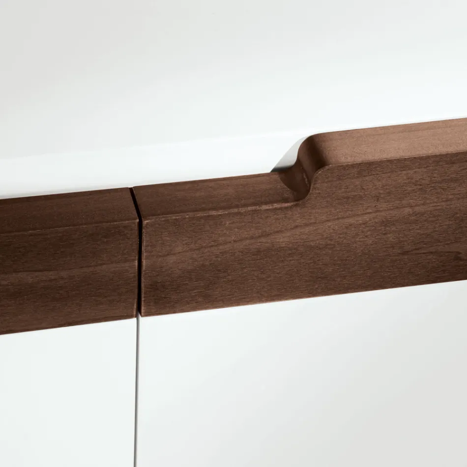 Bufetă pentru living cu 4 uși în alb și finisaj Canaletto Made in Italy - Oricare Viadurini