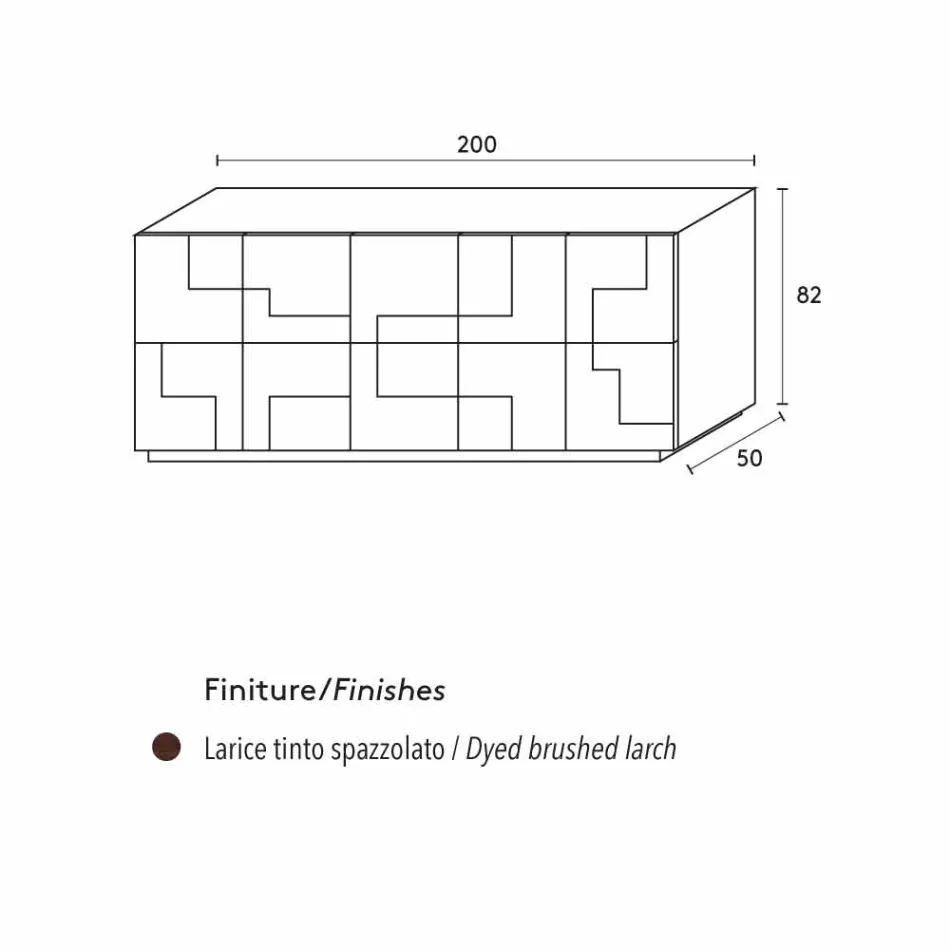 Design servantă de căldură din lemn de larice periat tratate Azalea Viadurini