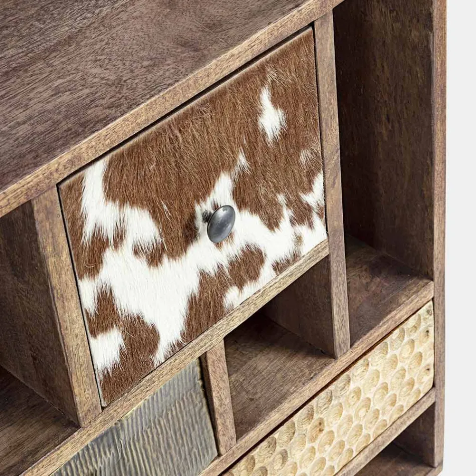 Bufetă etnică din lemn de mango reciclat și salcâm Homemotion - Auriel Viadurini