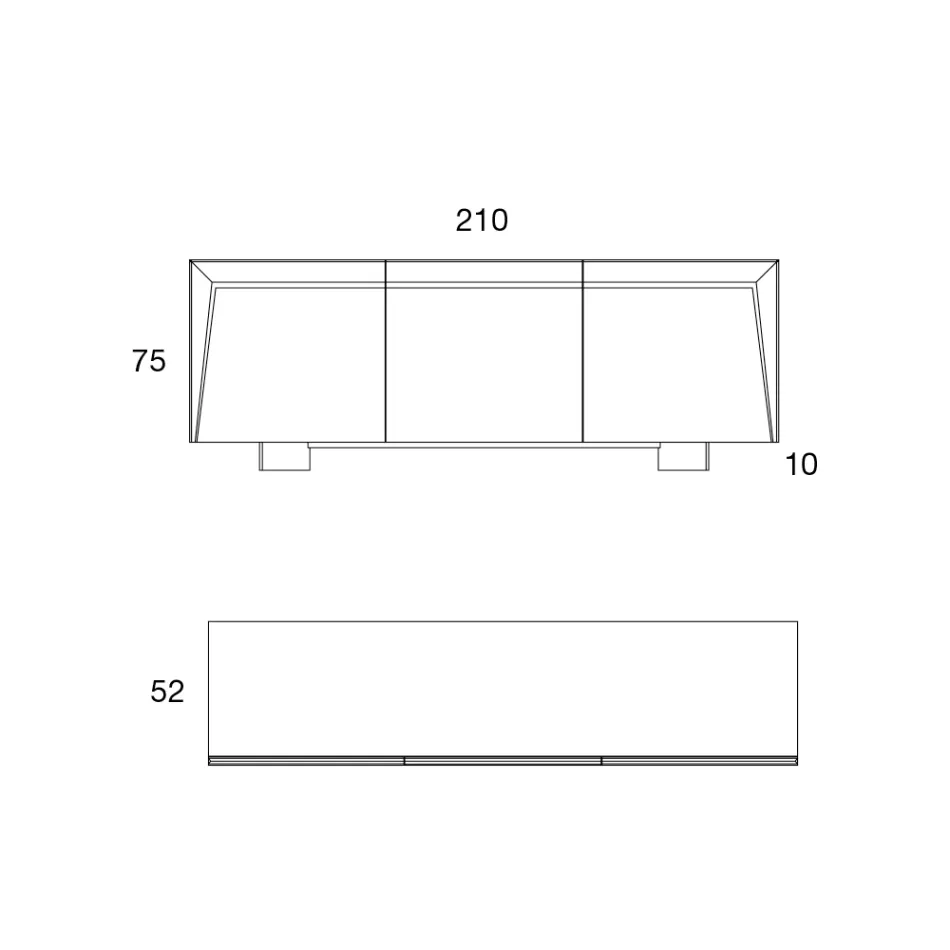 Bufetă din lemn cu 3 uși cu margine înclinată și blat din ceramică - Mondolfo Viadurini