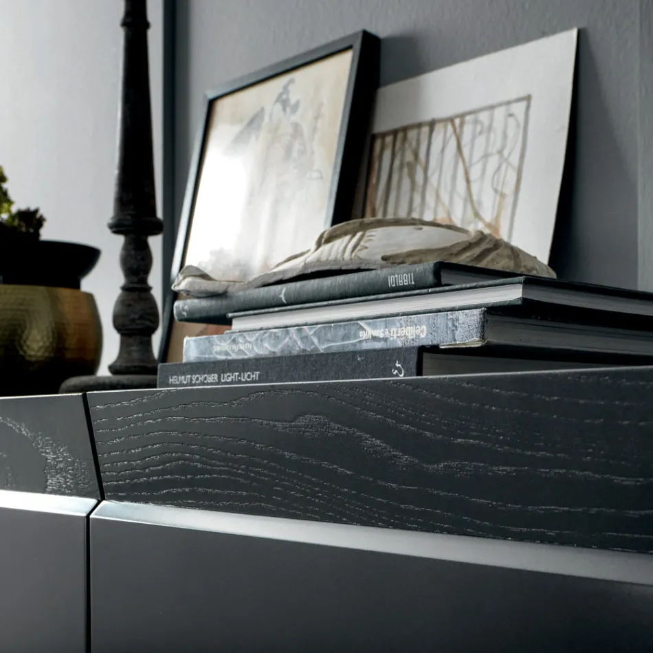 Bufetă din lemn cu 3 uși cu margine înclinată și blat din ceramică - Mondolfo Viadurini