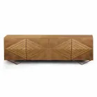 Buffet din lemn cu 2 sau 4 uși cu rafturi din cristal Made in Italy - Gardena Viadurini