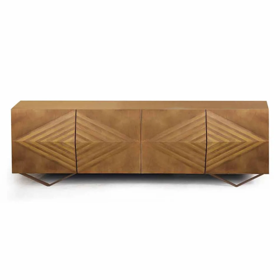 Buffet din lemn cu 2 sau 4 uși cu rafturi din cristal Made in Italy - Gardena Viadurini